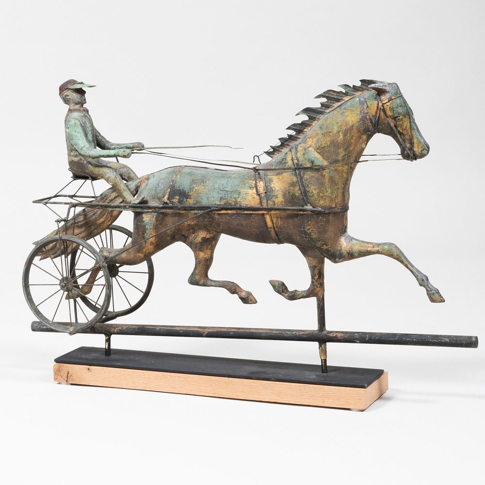 Appraisal: American Weathervane Horse and Sulky On stand x x in