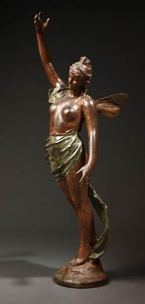 Appraisal: A patinated spelter figure of a fairy A patinated spelter