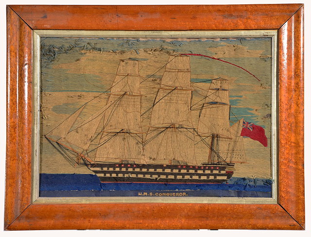 Appraisal: A TH CENTURY WOOL WORK PICTURE of a three masted