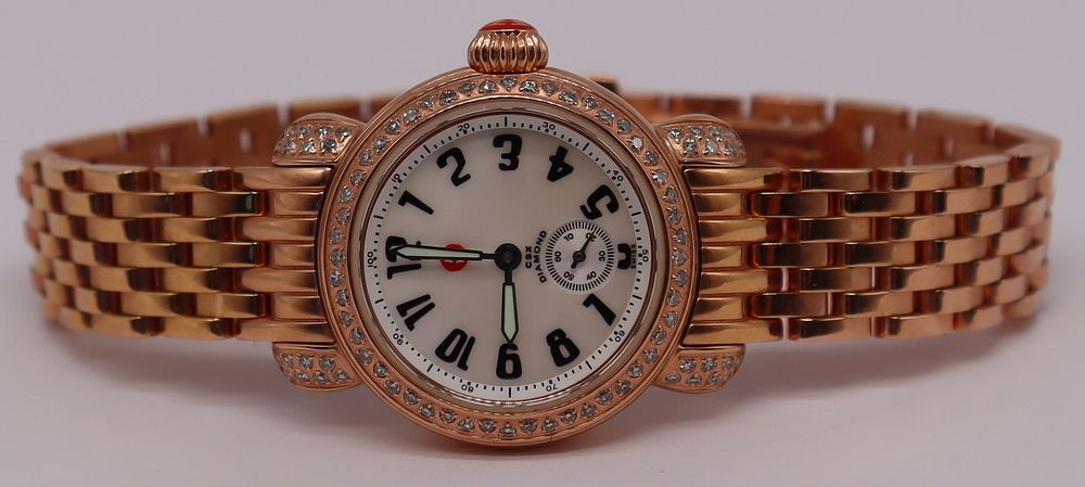 Appraisal: JEWELRY Michele GSX Rose Gold TONE Watch with Diamonds Michele