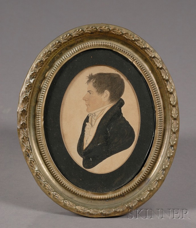 Appraisal: Profile Portrait Miniature of a Young Man Rufus Porter American