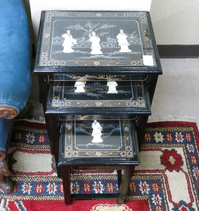 Appraisal: A SET OF CHINESE NESTING TABLES comprising three graduated tables