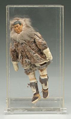 Appraisal: Inuit doll male figure with carved head painted features fur