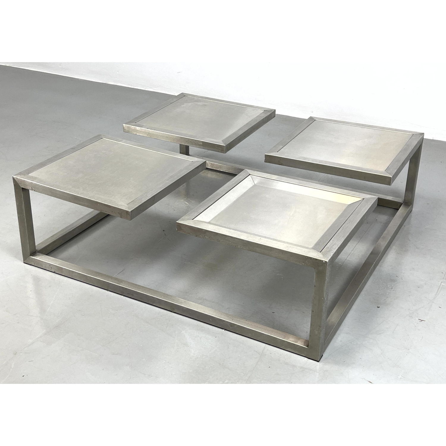 Appraisal: Stainless Steel Post modern Coffee Table by Hothouse Dimensions H