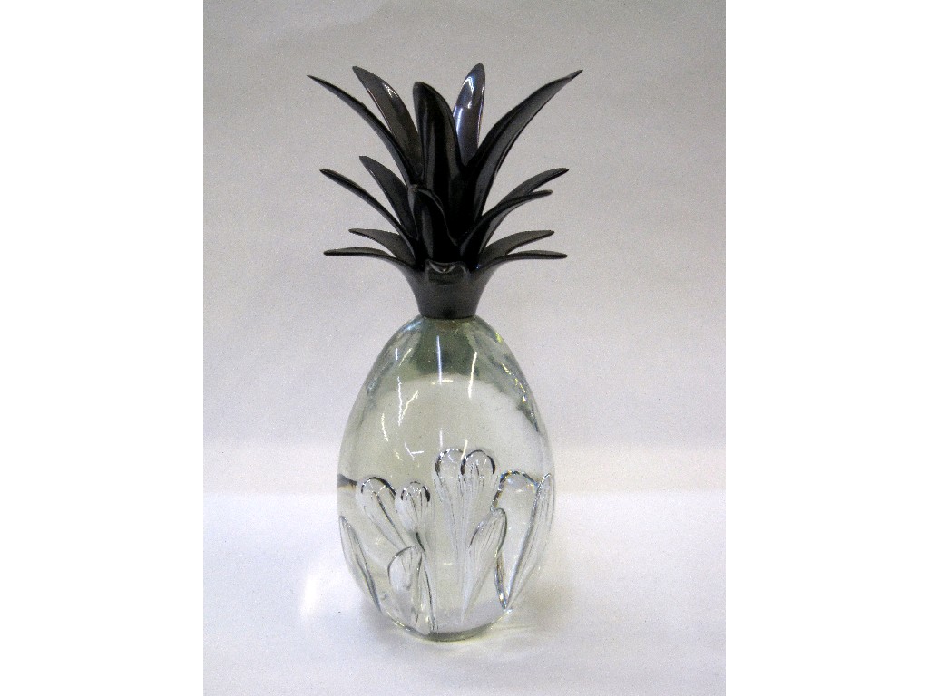 Appraisal: Glass dump pineapple paperweight and an art glass vase