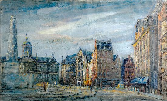 Appraisal: Arnoldus Oldenhave Dutch b DAM SQUARE AT DUSK oil on