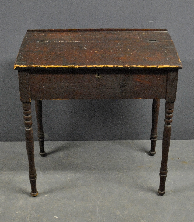 Appraisal: - Paint decorated country Sheraton schoolmaster s desk c h