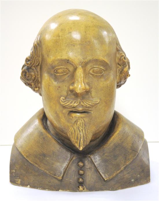 Appraisal: Plaster bust of Shakespeare brown tones some chips and surface