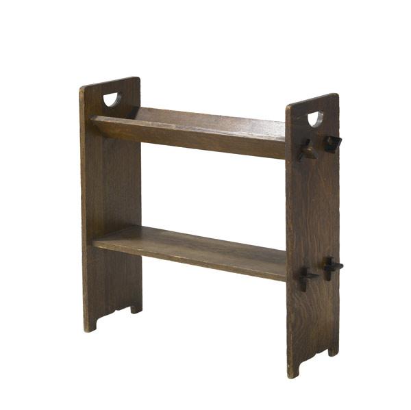 Appraisal: GUSTAV STICKLEY Magazine stand no with V-trough and cut-out pulls