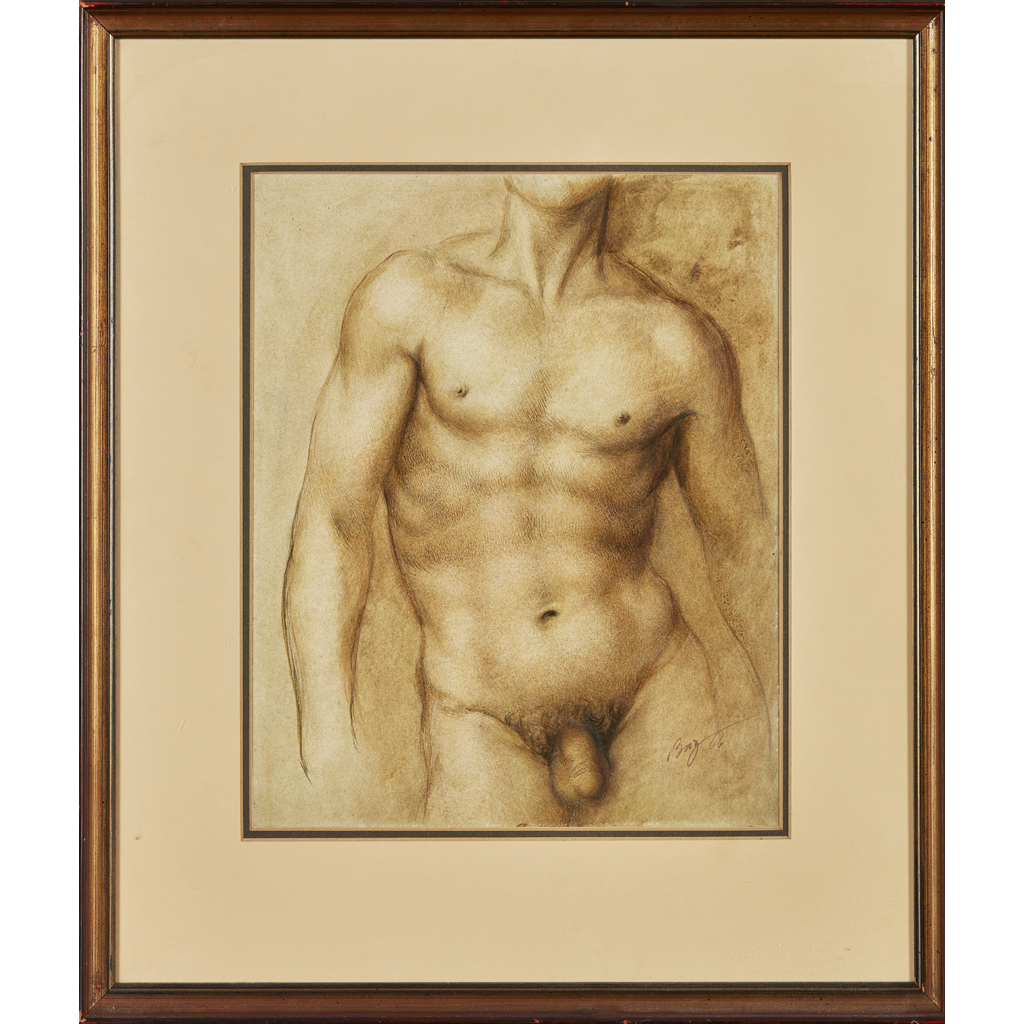 Appraisal: BAZ PAIR OF MALE NUDE STUDIES signed and dated '