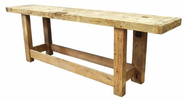 Appraisal: Craftsman's workbench table early th c thick top rising on