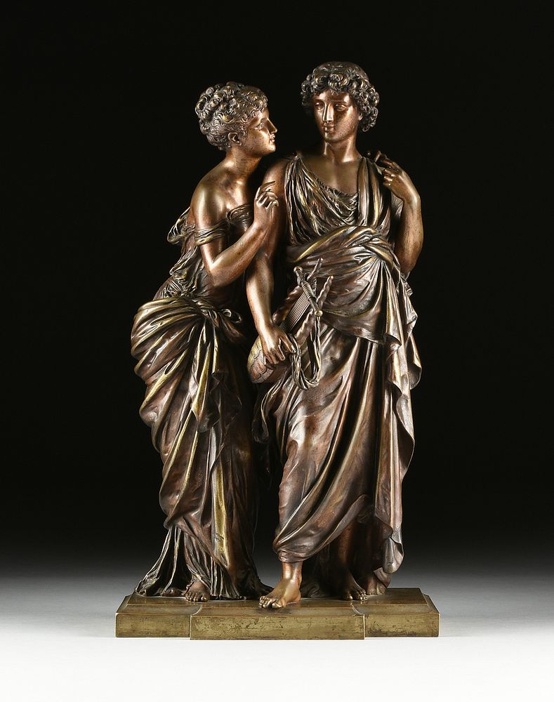 Appraisal: after MATHURIN MOREAU French - A SCULPTURE Orpheus and Eurydice