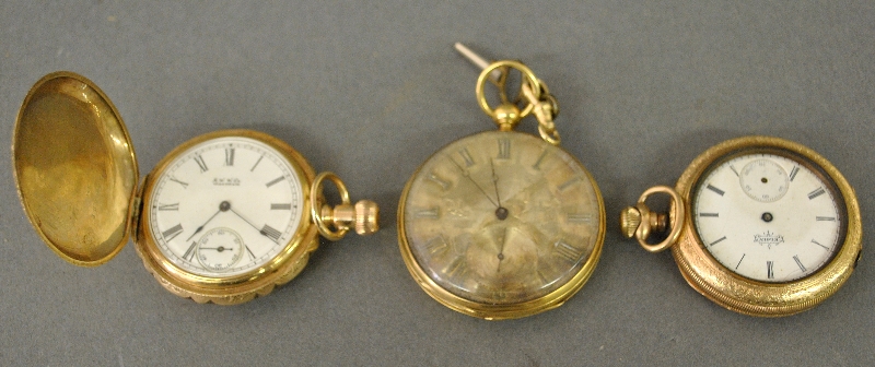 Appraisal: - Hunter cased pocket watch by Waltham marked K gold