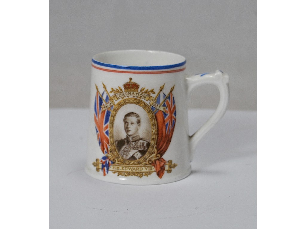 Appraisal: An unusual Edward VIII Coronation mug of tapering form printed