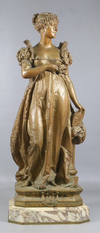 Appraisal: Vital Dubray signed Bronze figure of a woman holding a