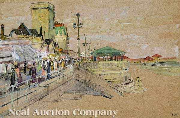 Appraisal: George Overbury Pop Hart American - Boardwalk Atlantic City watercolor