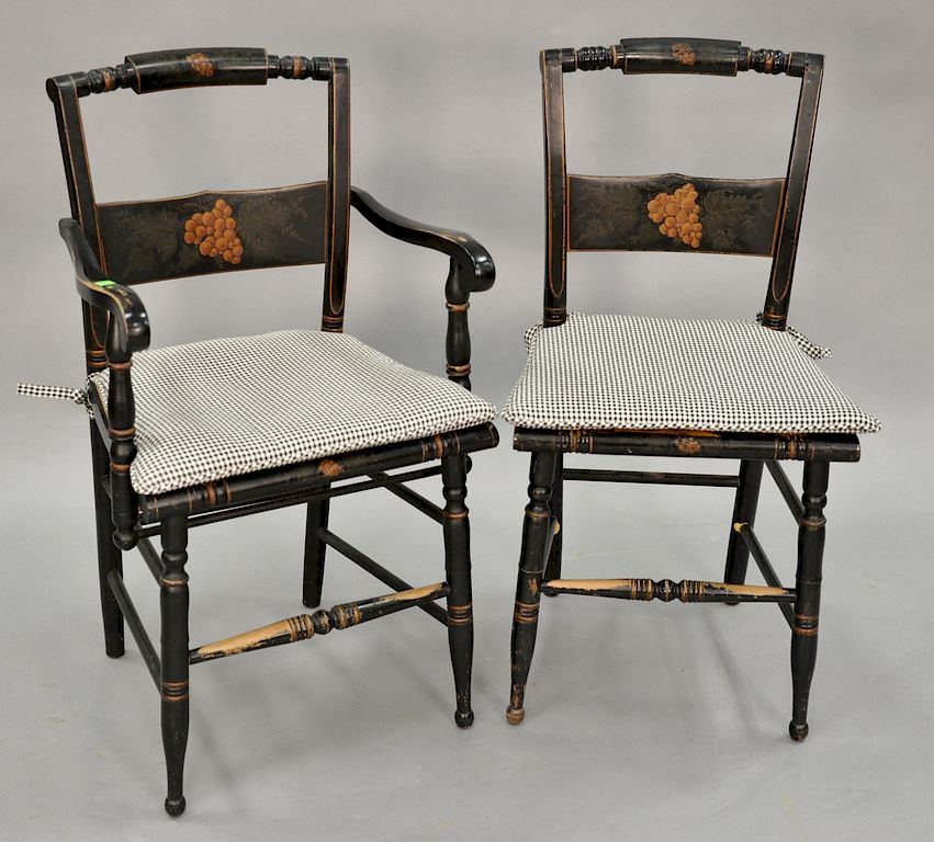 Appraisal: Set of eight Sheraton rush seat chairs Set of eight