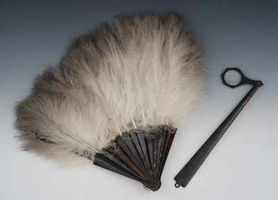 Appraisal: A Tortoise Lorgnette and a Tortoise and Ostrich Feather Fan