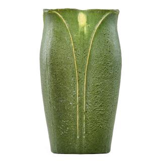 Appraisal: GRUEBY Lobed vase with bud GRUEBYLobed vase with leaves and