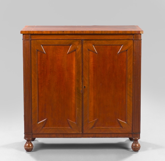 Appraisal: Attractive Continental Carved and Banded Mahogany Double-Door Cabinet first quarter