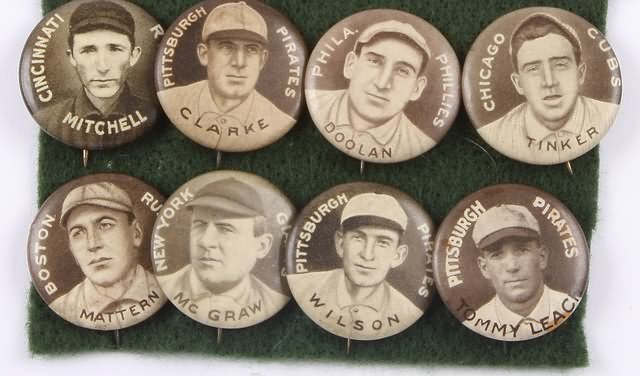 Appraisal: Grouping of eight Sweet Caporal P- Baseball Pins Pins include