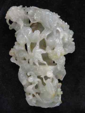 Appraisal: Jade Carving Fish at Bottoms dragons above '' tall excellent