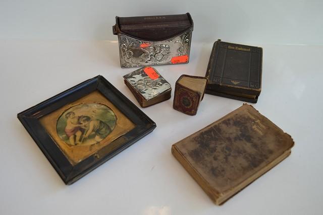 Appraisal: A GROUP OF ECCLESIASTICAL ITEMS INCL MINI BIBLE STERLING MOUNTED