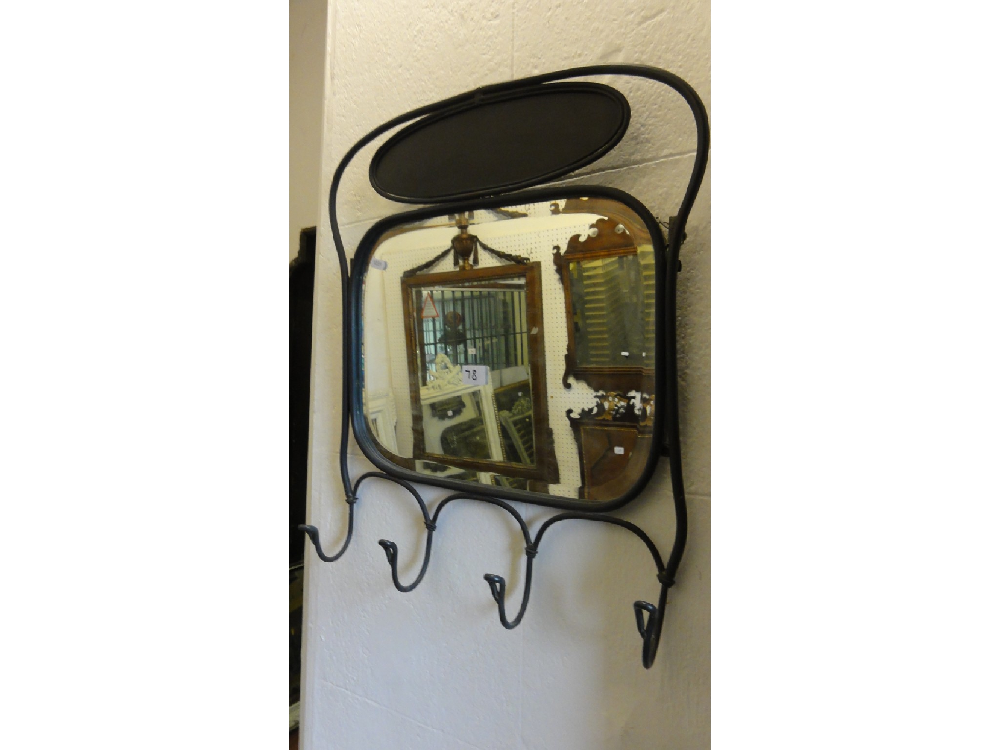 Appraisal: A contemporary coated steel framed hall mirror and combined coat