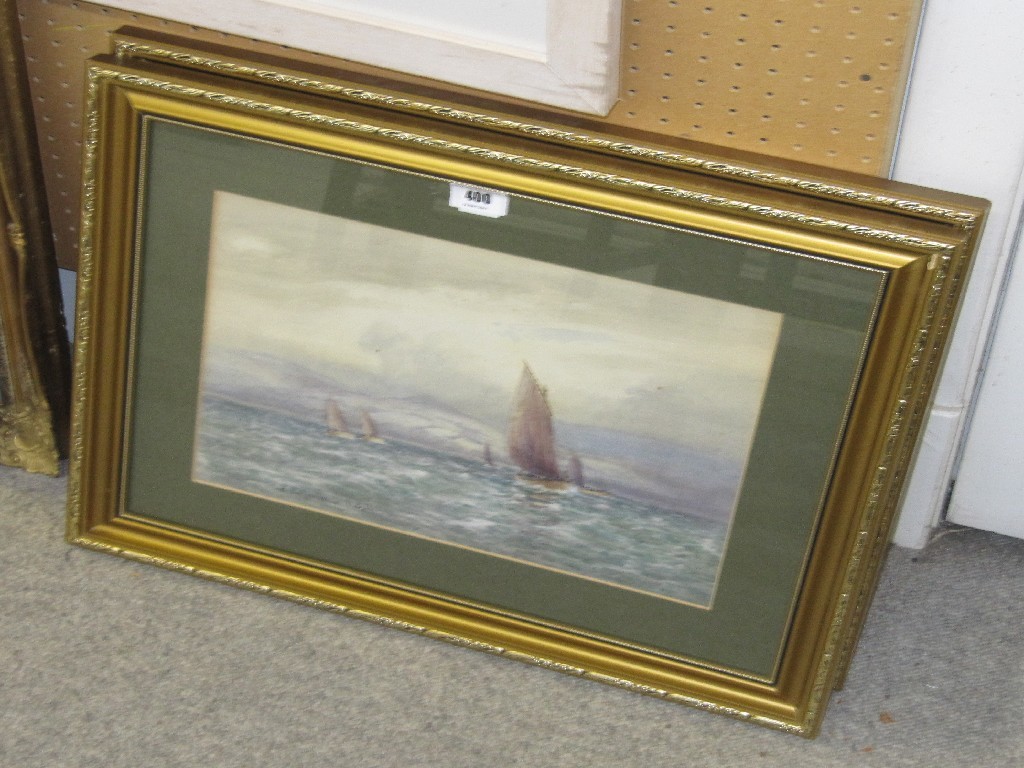 Appraisal: J P MAIN NEA Watercolour 'Fishing fleet setting out' signed