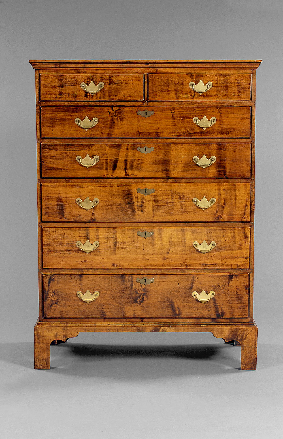 Appraisal: NEW HAMPSHIRE CHIPPENDALE MAPLE TALL CHEST OF DRAWERS The rectangular