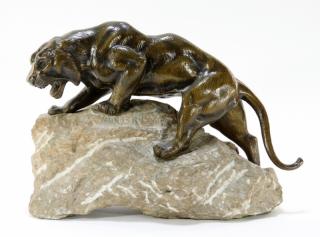 Appraisal: James Andrey Bronze Sculpture of a Roaring Lion FRANCE TH