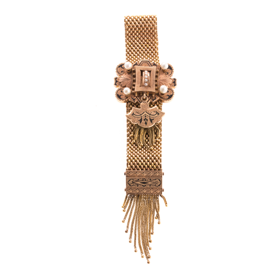 Appraisal: A Victorian Enamel Tassel Buckle Bracelet in K K yellow