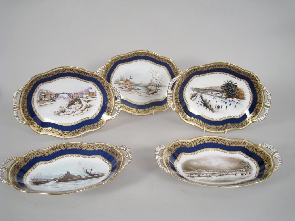 Appraisal: Five Coalport Ltd Edition two handled oval Dishes Ironbridge Gorge