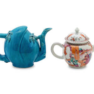 Appraisal: Two Chinese Porcelain Teapots TH CENTURY the first of Canton