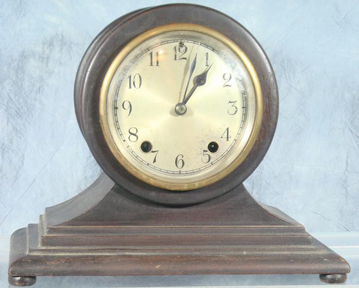 Appraisal: Seth Thomas mahogany tambour clock t s running pendulum l