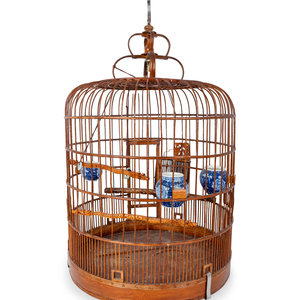 Appraisal: A Chinese Style Cylindrical Birdcage The interior fitted with Chinese