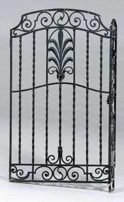 Appraisal: Wrought iron garden gate twisted and scrolled wrought iron centering