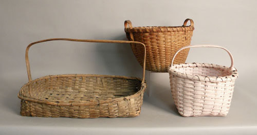 Appraisal: Three splint baskets th c widest is l