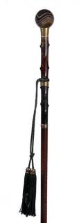 Appraisal: Agate Dress Cane- Dated - Brown agate handle three gold