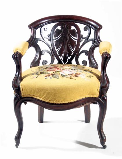 Appraisal: Mahogany and laminated mahogany armchair attributed to george henkels philadelphia