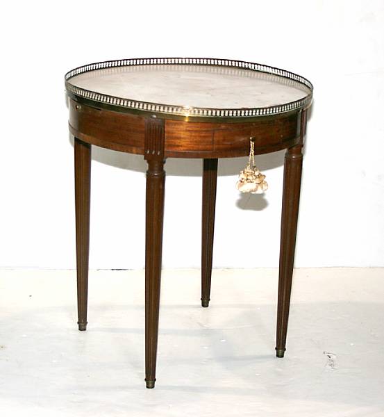 Appraisal: A Louis XVI style mahogany bouillotte table early th century