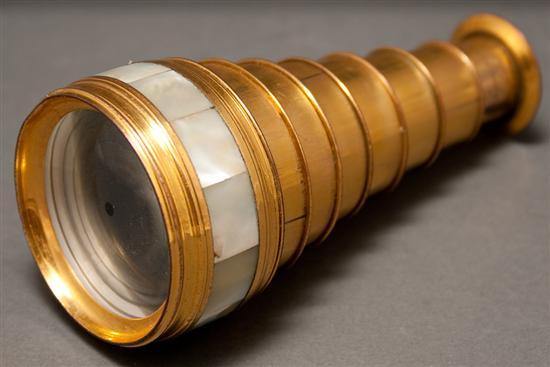 Appraisal: French gilt-brass and mother-of-pearl telescoping opera glass marked Chevalier Paris