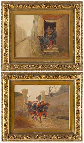 Appraisal: Pair of Franco-Prussian War Paintingslate th century oil on canvas