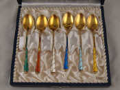 Appraisal: A cased set of six silver gilt Danish coffee spoons