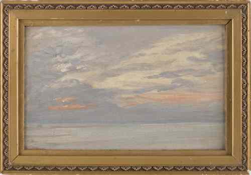 Appraisal: Oil on board painting of a sunset early th c