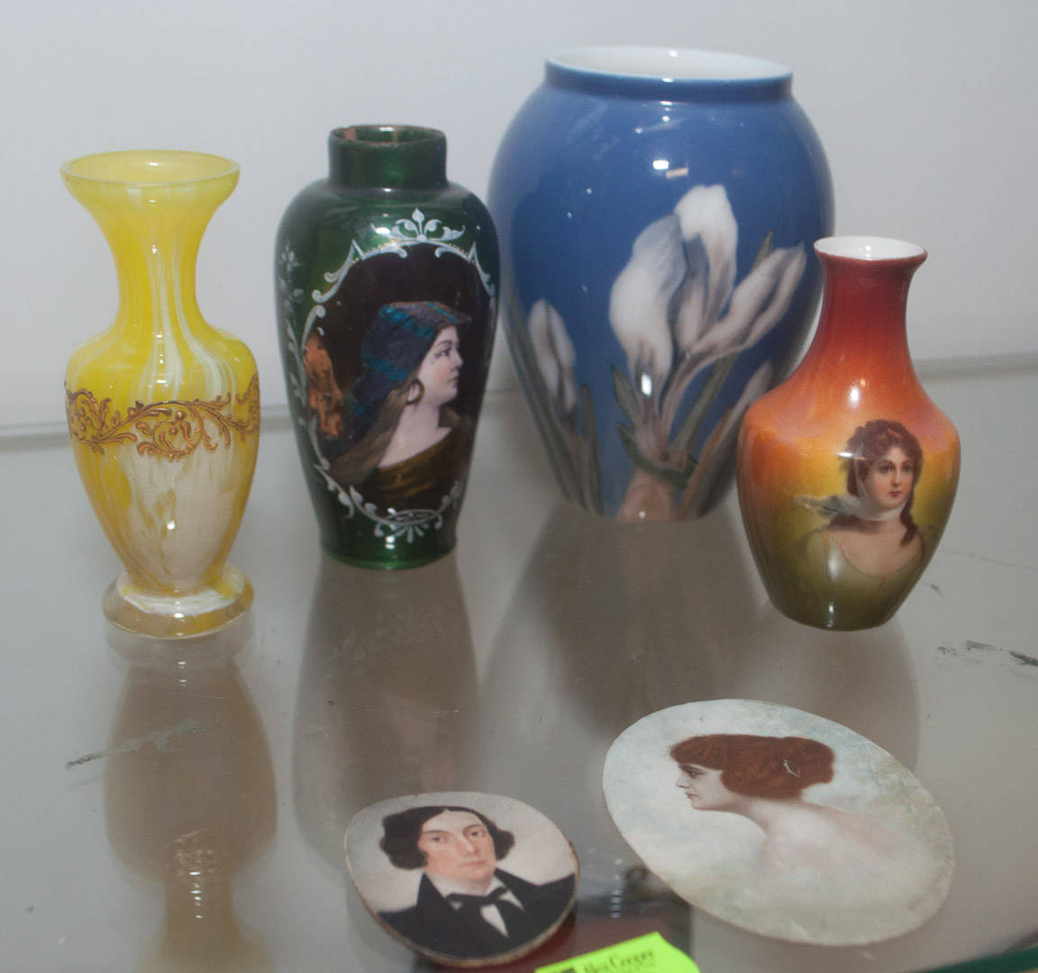 Appraisal: Assortment of decorative items including Royal Copenhagen vase German portrait