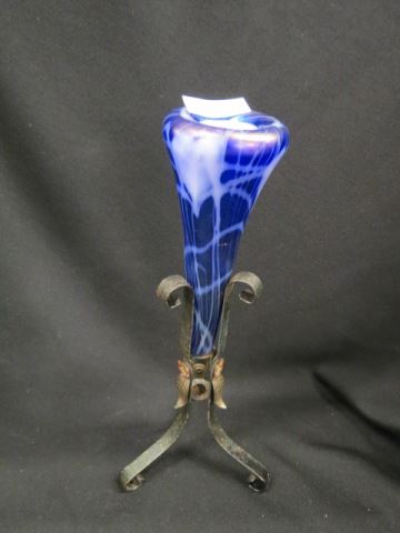 Appraisal: Art Glass Vase trailing heart and vine on iridescent blue