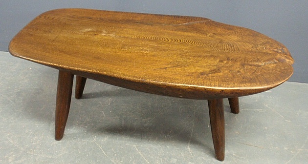 Appraisal: - Oak free-form coffee table by family tradition built from