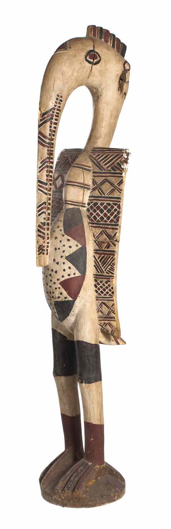 Appraisal: A Carved and Polychrome Decorated Senufo depicting a standing bird