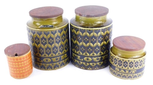 Appraisal: A Hornsea group of four pottery storage jars comprising two